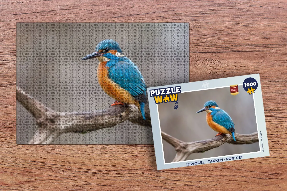 PuzzleWow IJsvogel Takken Portret Legpuzzel 1000 Stuks - Multicolor