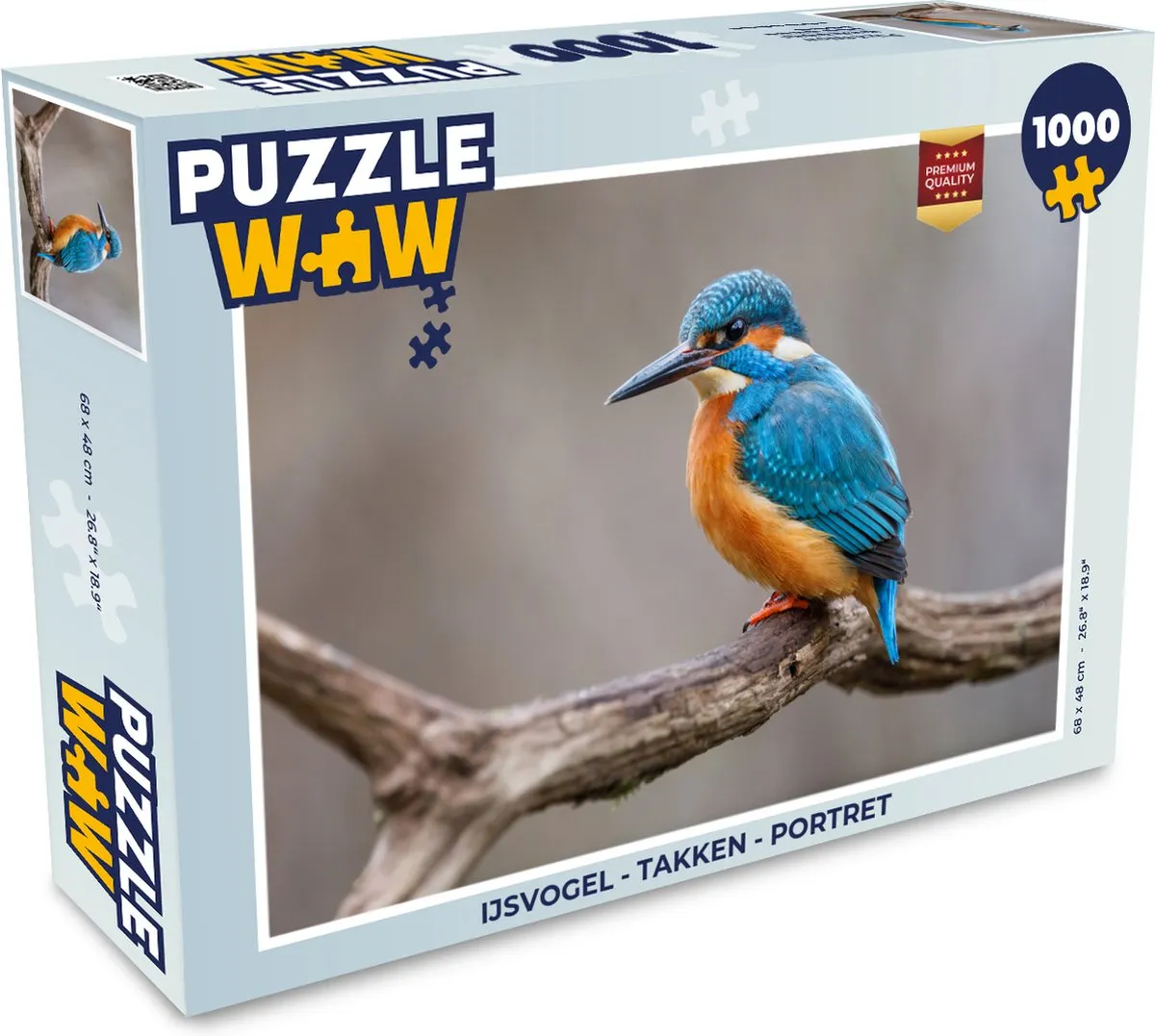 PuzzleWow IJsvogel Takken Portret Legpuzzel 1000 Stuks - Multicolor