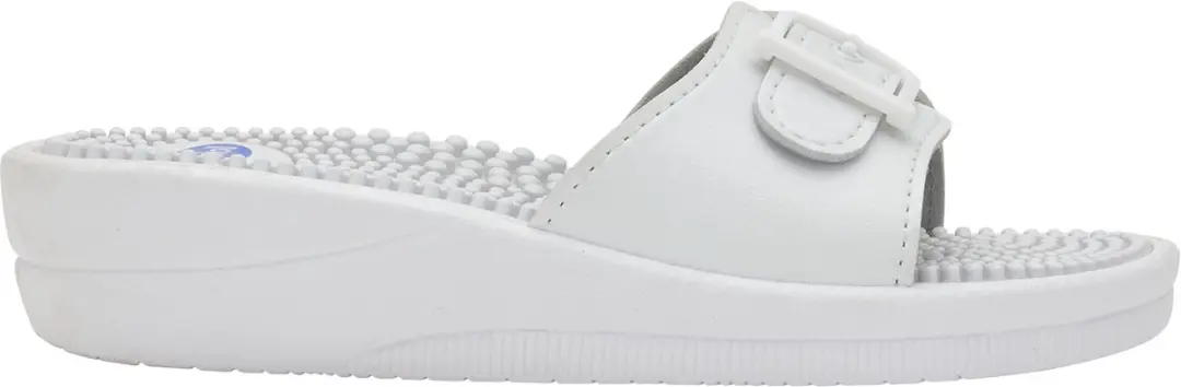 SCHOLL NEW MASSAGE PVC Womens White FALSO Mules