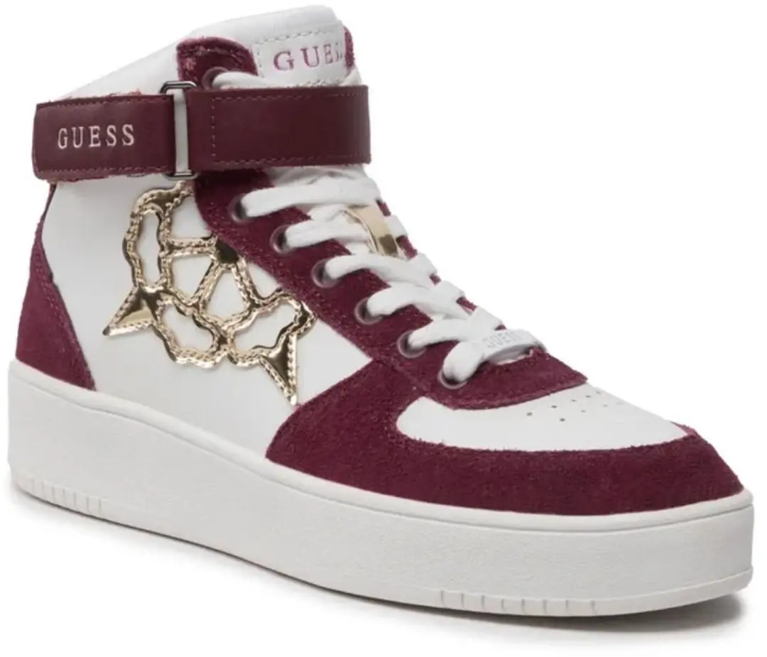 Guess Vrouwen Sneakers Hoog VYVES Wit Kastanjebruin Met Logo