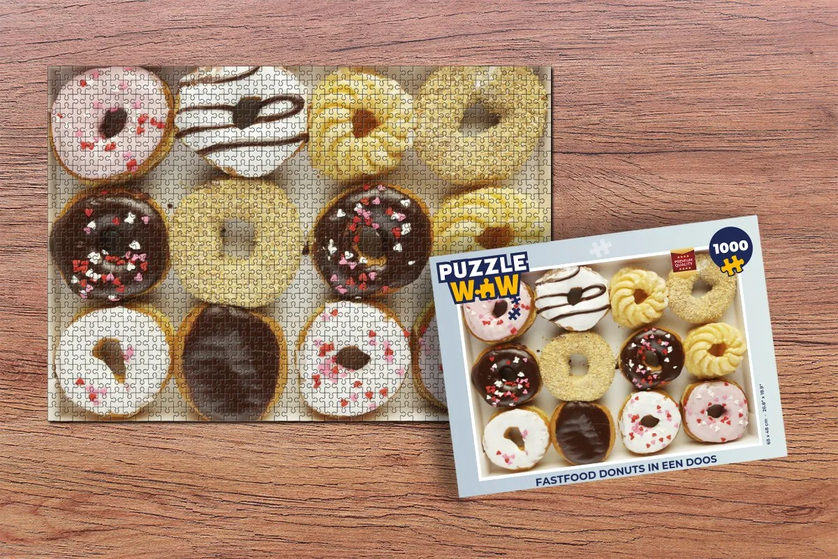 PuzzleWow Fastfood Donuts Legpuzzel 1000 Stuks - Multicolor