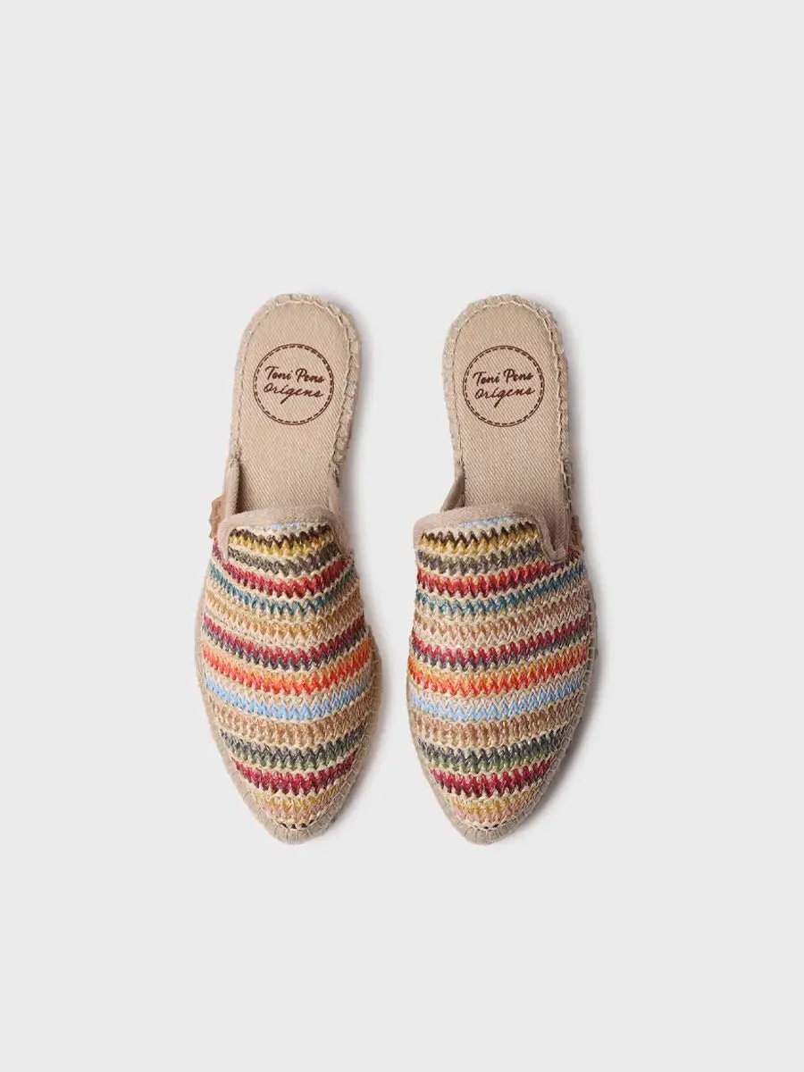 Veelkleurige raffia babouche voor dames in espadrillestijl
