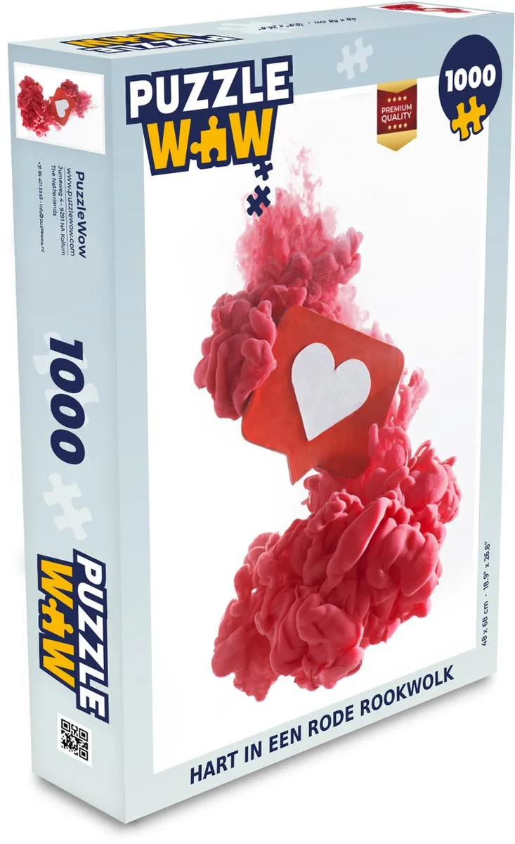 PuzzleWow Hart Rood Legpuzzel 1000 Stuks