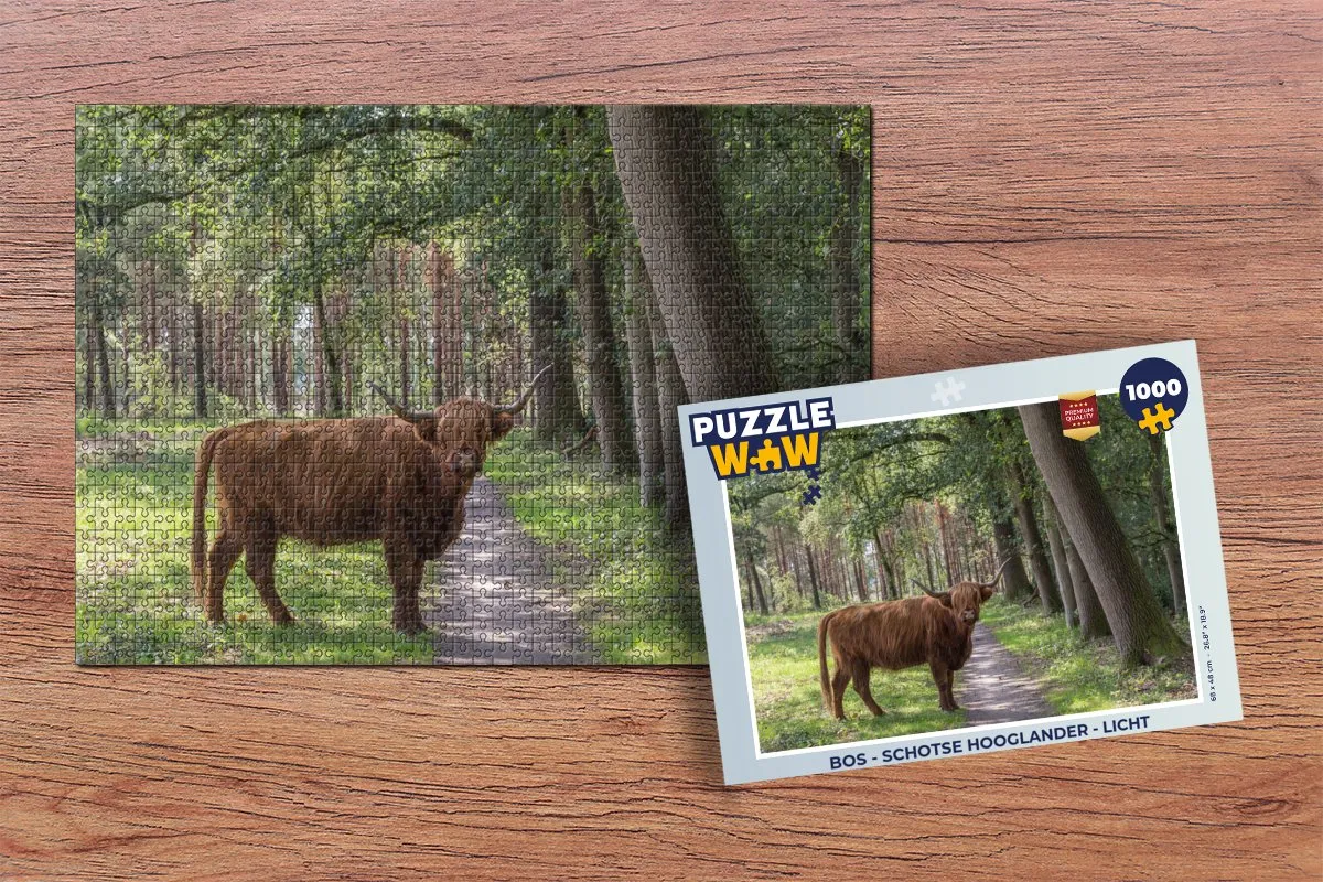 PuzzleWow Bos Schotse Hooglander Legpuzzel 1000 Stuks - Multicolor