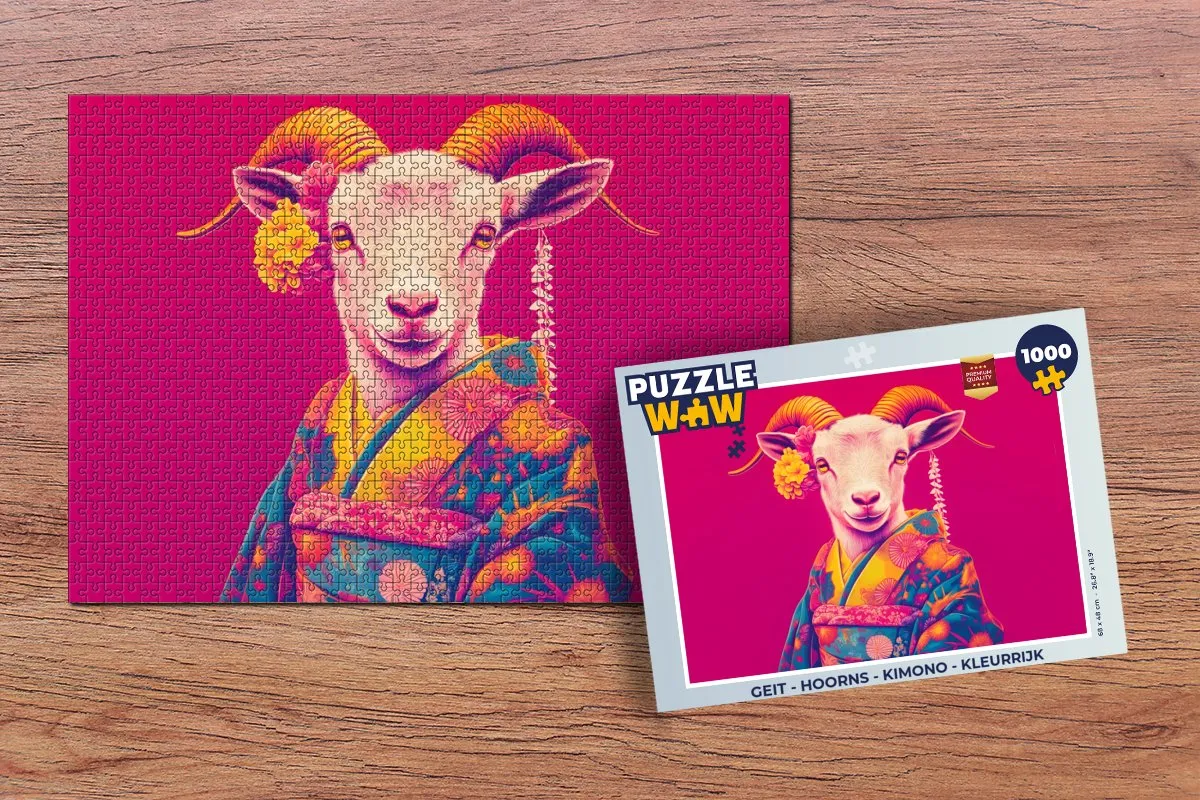 PuzzleWow Geit Kimono Legpuzzel 1000 Stuks - Kleurrijk