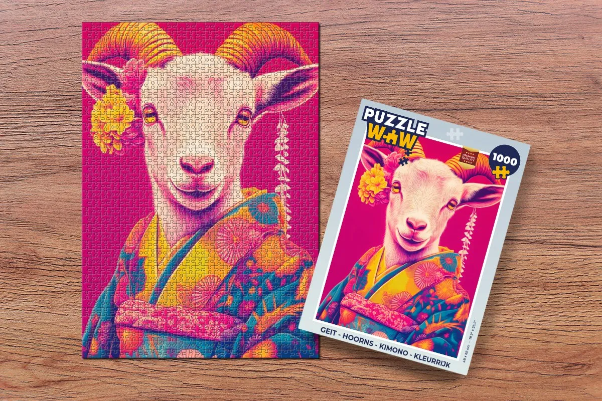 PuzzleWow Geit Kimono Legpuzzel 1000 Stuks - Kleurrijk