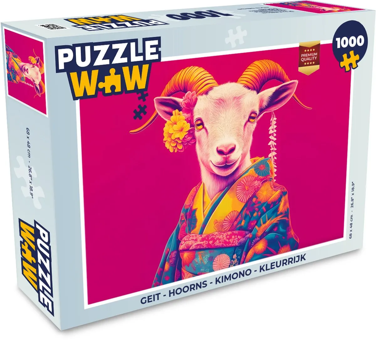 PuzzleWow Geit Kimono Legpuzzel 1000 Stuks - Kleurrijk