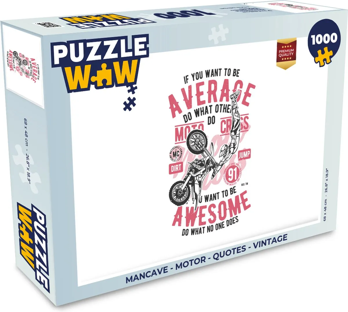 PuzzleWow Mancave Motor Quotes Vintage Legpuzzel 1000 Stuks - Multicolor