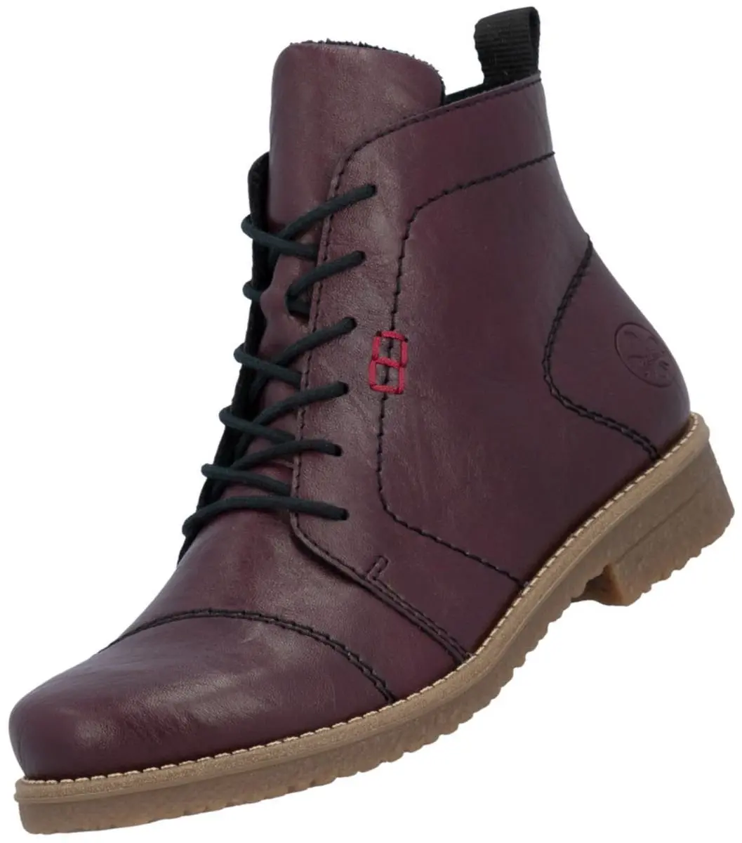 Rieker dames enkellaarsjes 73500-30 rood (bordeaux)