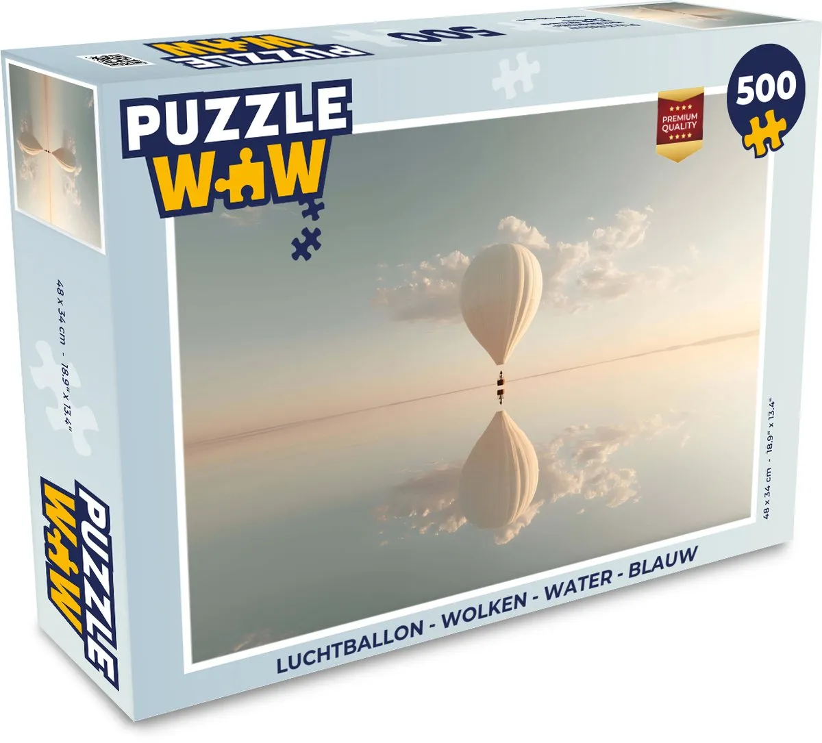 PuzzleWow Luchtballon Wolken Water Legpuzzel 500 Stuks - Blauw