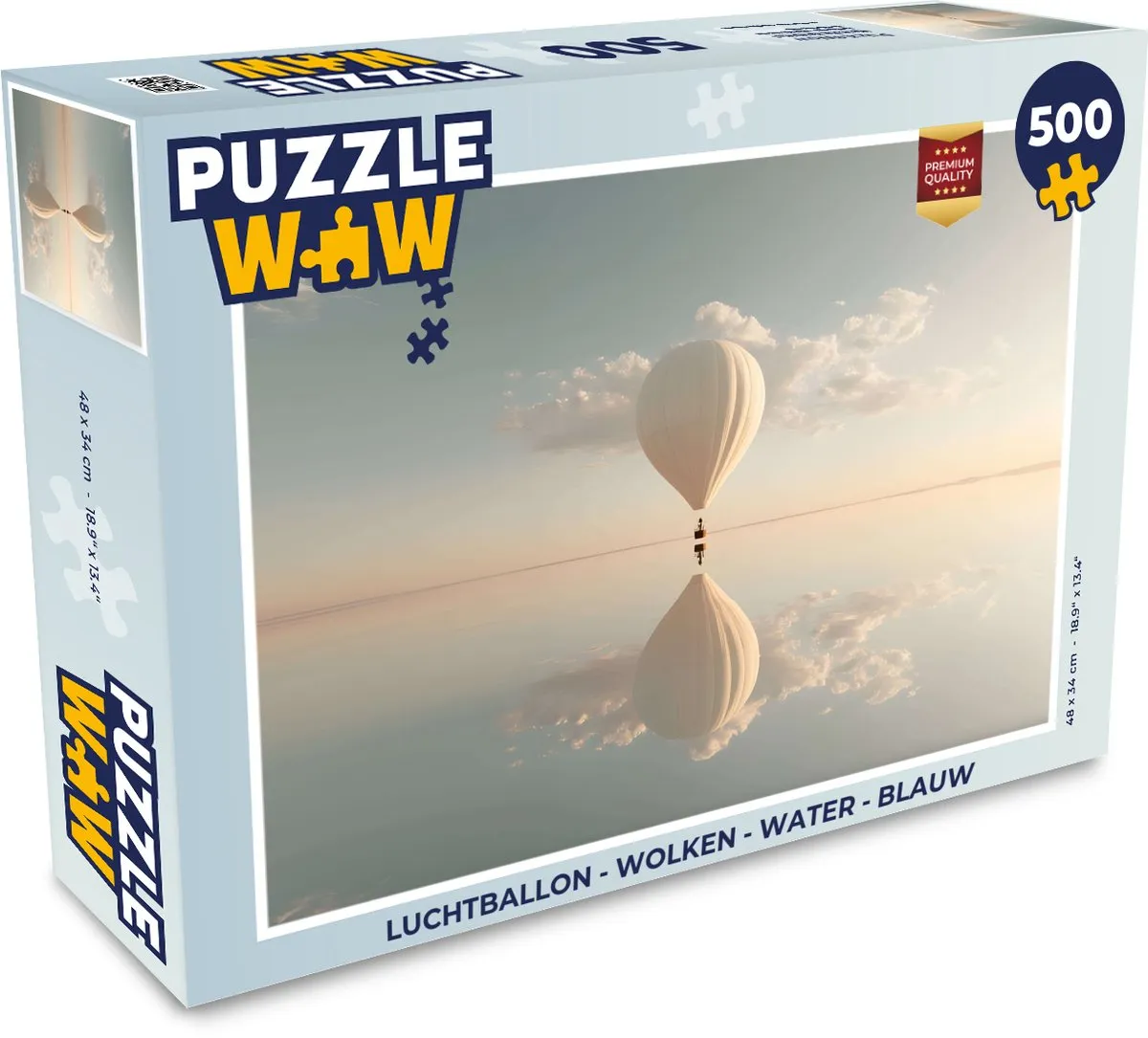 PuzzleWow Luchtballon Wolken Water Legpuzzel 500 Stuks - Blauw