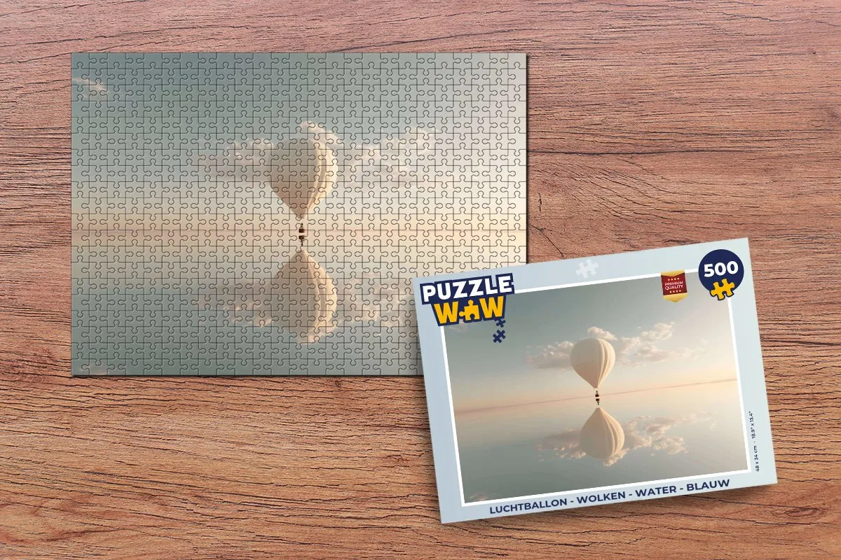 PuzzleWow Luchtballon Wolken Water Legpuzzel 500 Stuks - Blauw