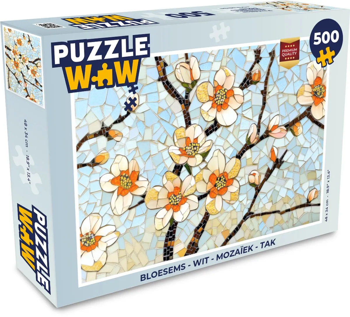 PuzzleWow Bloesems Mozaïek Legpuzzel 500 Stuks - Wit