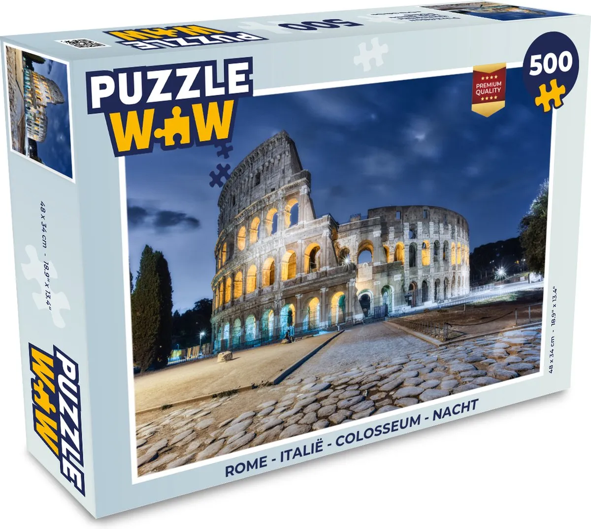 PuzzleWow Rome - Colosseum Nacht Legpuzzel 500 Stuks - Multicolor