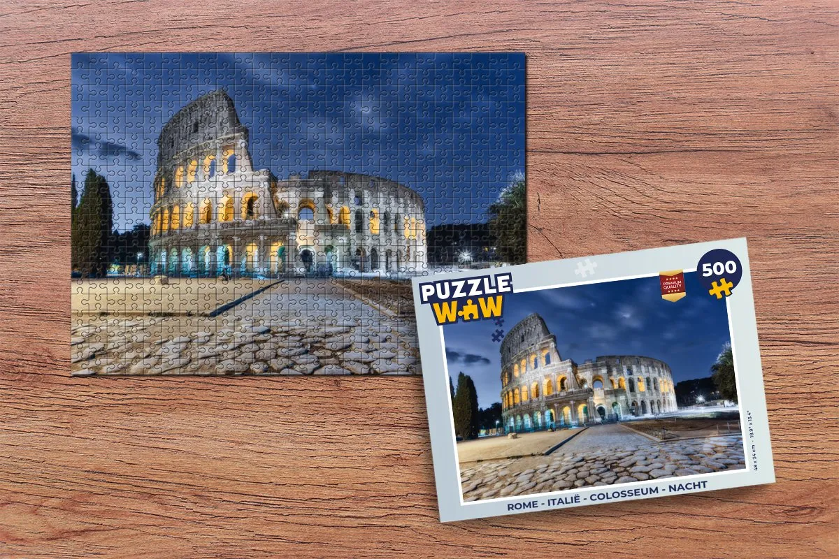 PuzzleWow Rome - Colosseum Nacht Legpuzzel 500 Stuks - Multicolor