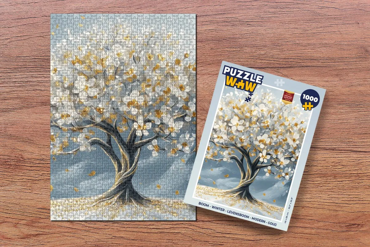 PuzzleWow Boom Winter Levensboom Legpuzzel 1000 Stuks - Goud