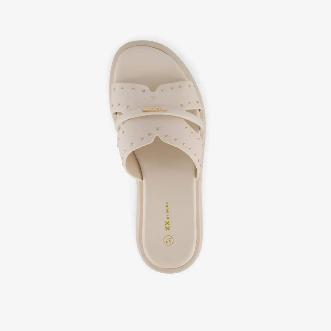 XX by Mexx dames slippers met studs beige