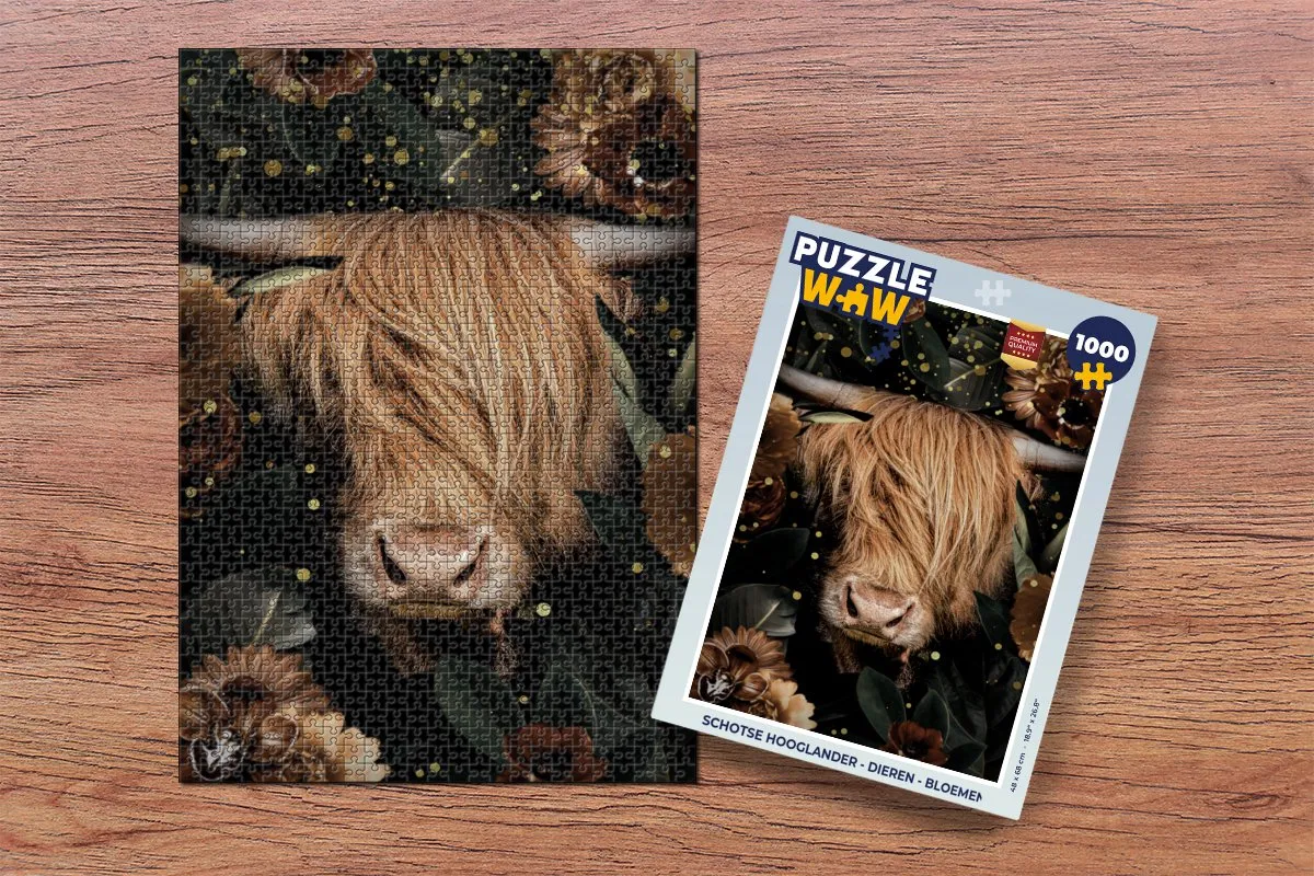PuzzleWow Schotse Hooglander Legpuzzel 1000 Stuks - Multicolor