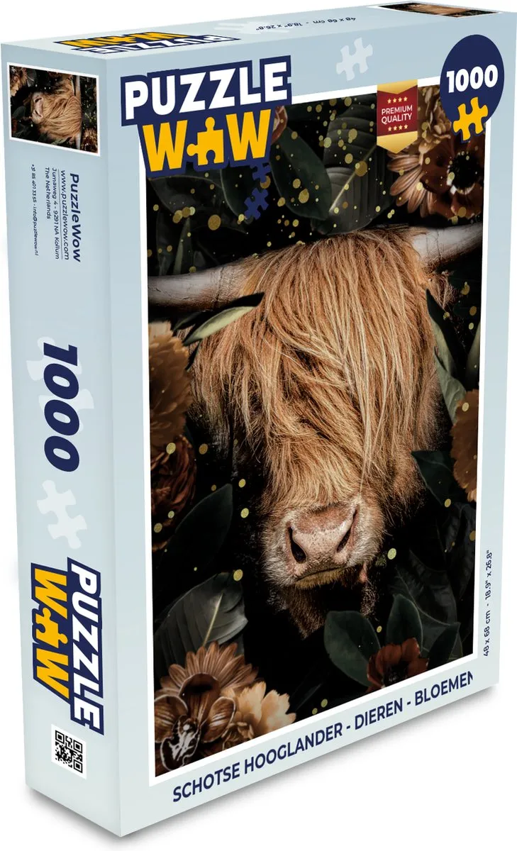 PuzzleWow Schotse Hooglander Legpuzzel 1000 Stuks - Multicolor
