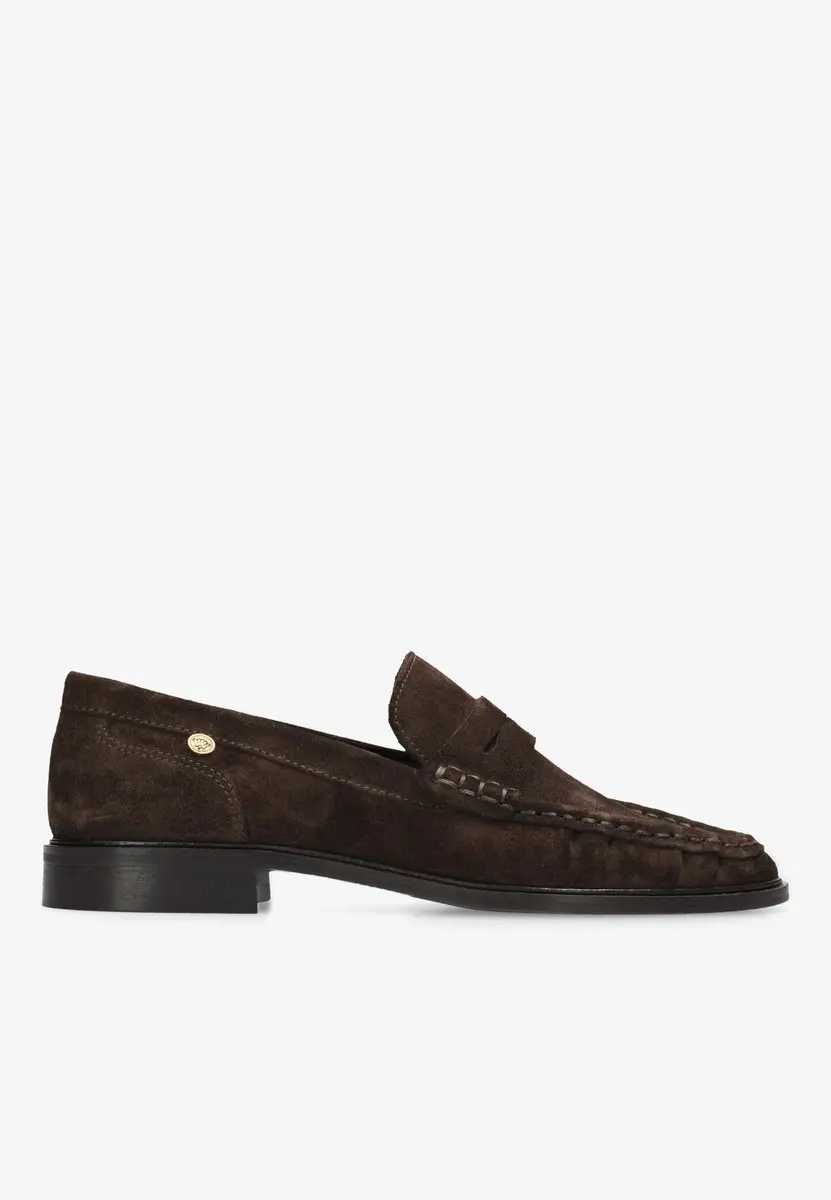 Fred De La Bretoniere - BODIL BEAU Loafer Suede Dark Brown - Maat 41