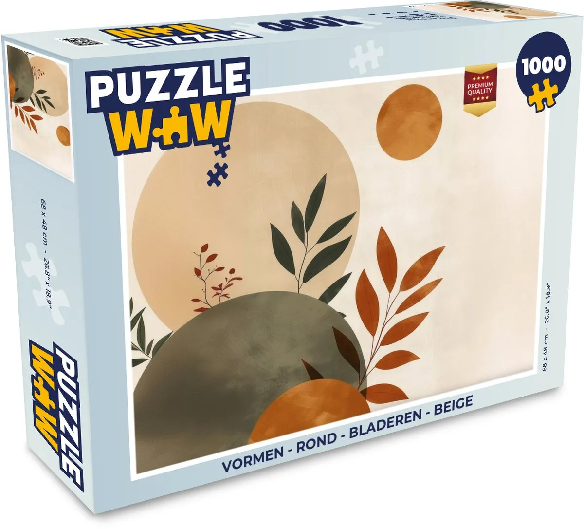 PuzzleWow Legpuzzel 1000 Stuks - Abstract Bladeren - Beige - MPN 8721375318737