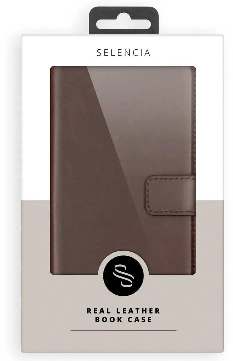 Selencia Hoesje iPhone 13 Mini Echt Lederen Bookcase - 3 Pasjes - Bruin - afbeelding 6 van 6