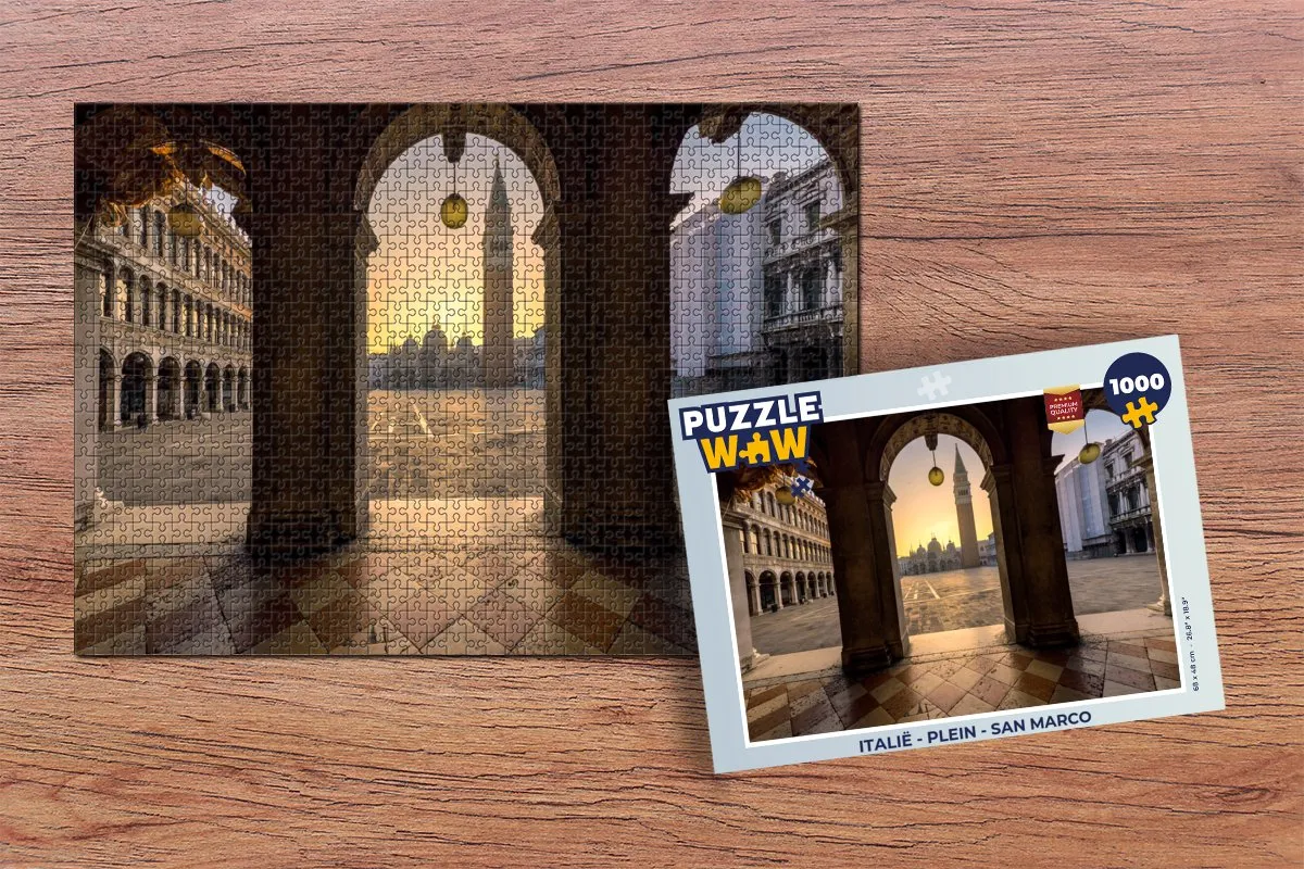 PuzzleWow Italië Plein San Marco Legpuzzel 1000 Stuks - Multicolor