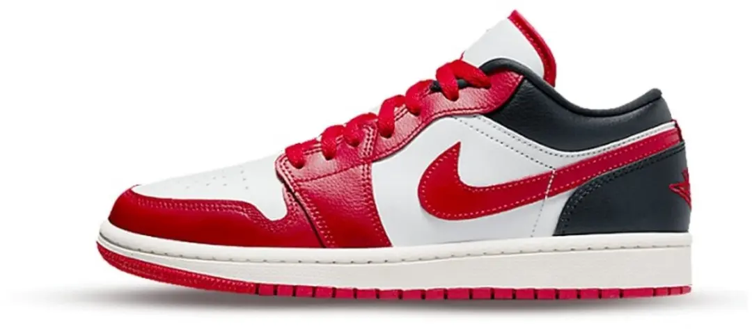 Air Jordan 1 Low Damesschoen, 42.5, Wit/Zwart/Sail/Gym Red
