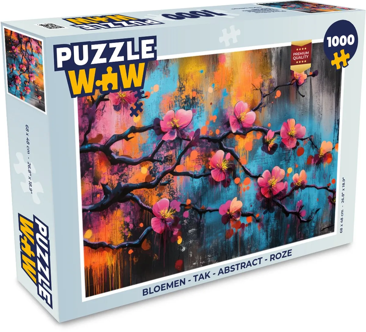 PuzzleWow Bloemen Tak Abstract Legpuzzel 1000 Stuks - Roze