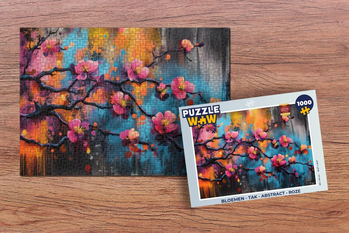 PuzzleWow Bloemen Tak Abstract Legpuzzel 1000 Stuks - Roze