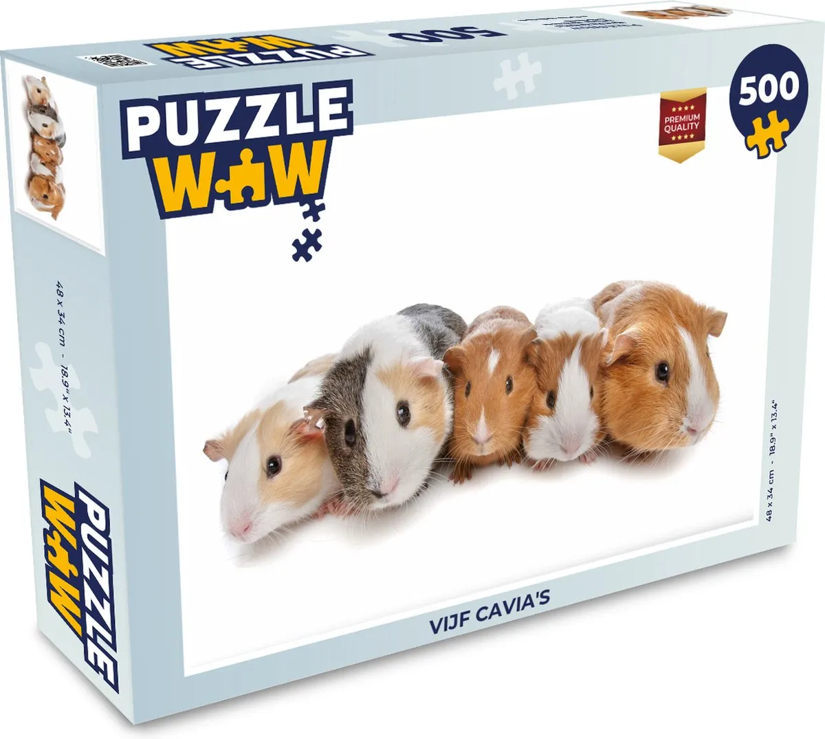 PuzzleWow Vijf cavia's Legpuzzel 500 Stuks - Multicolor