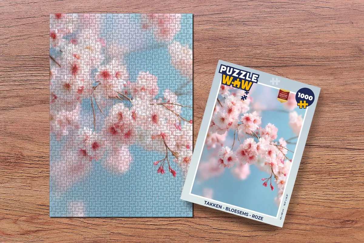 PuzzleWow Legpuzzel Takken - Bloesems 1000 Stuks - Roze