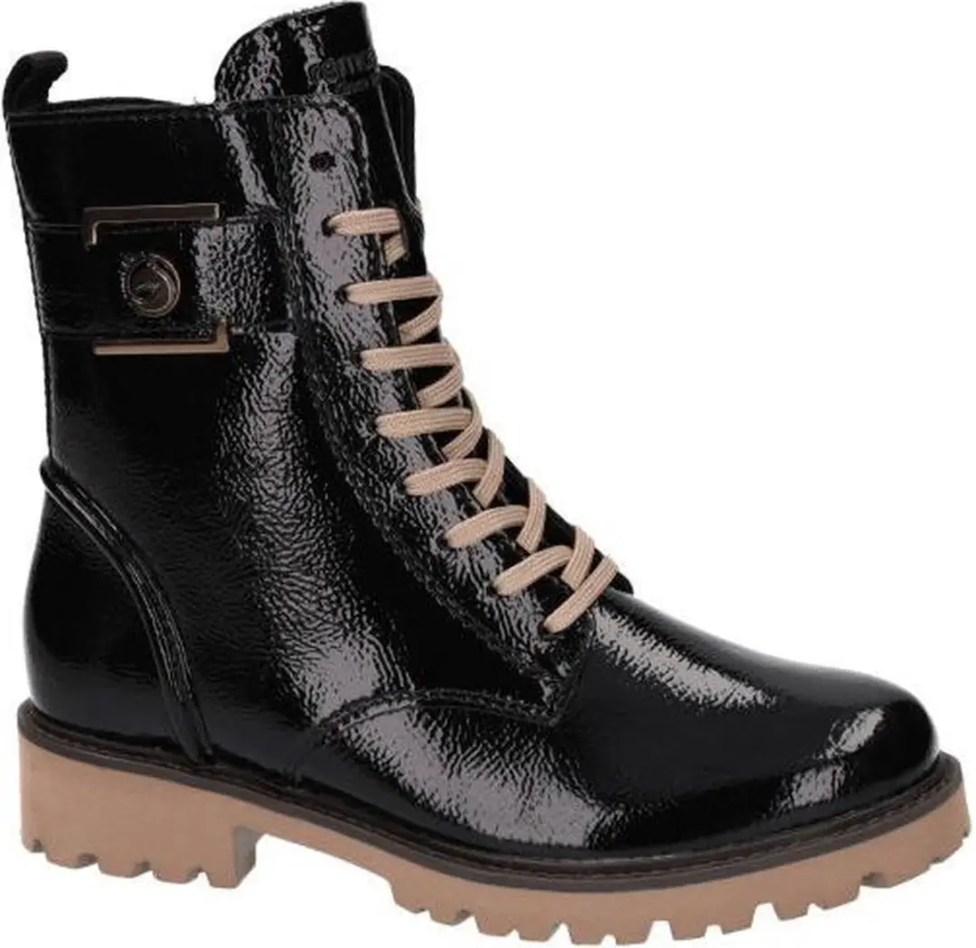 Remonte D8663-00 Dames zwart lak laarzen halfhoog boots