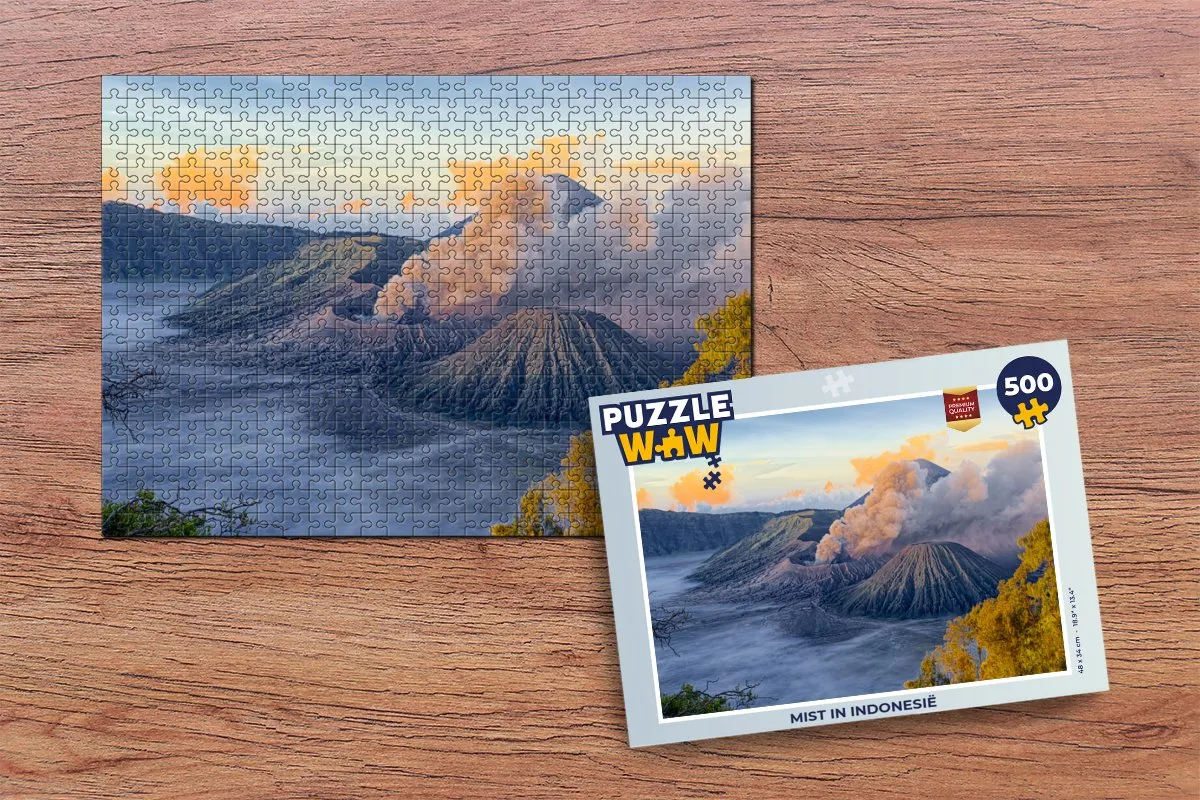PuzzleWow Legpuzzel 500 Stuks - Mist in Indonesië - Multicolor