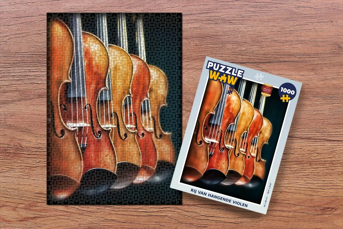 PuzzleWow Legpuzzel Rij van Hangen Violinen 1000 Stuks - Multicolor