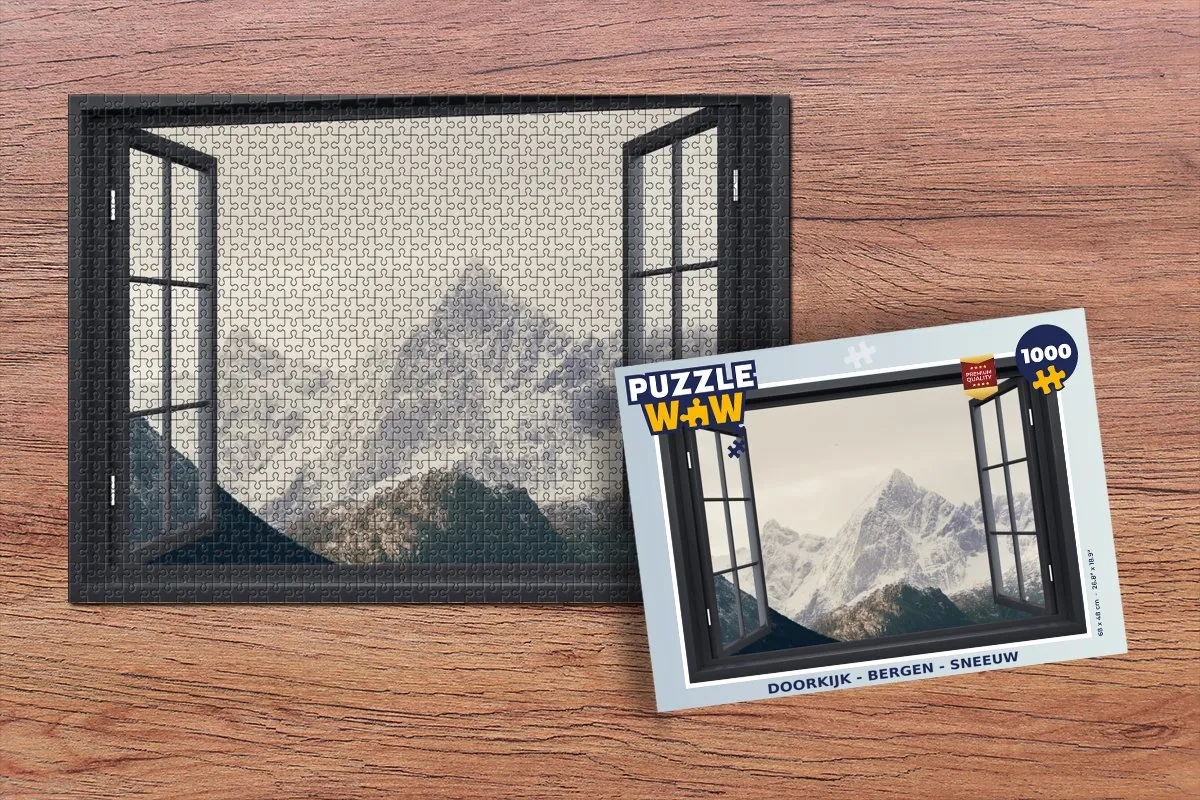 PuzzleWow Doorkijk Berg Sneeuw Legpuzzel 1000 Stuks - Multicolor