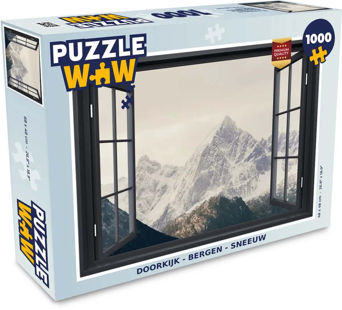 PuzzleWow Doorkijk Berg Sneeuw Legpuzzel 1000 Stuks - Multicolor
