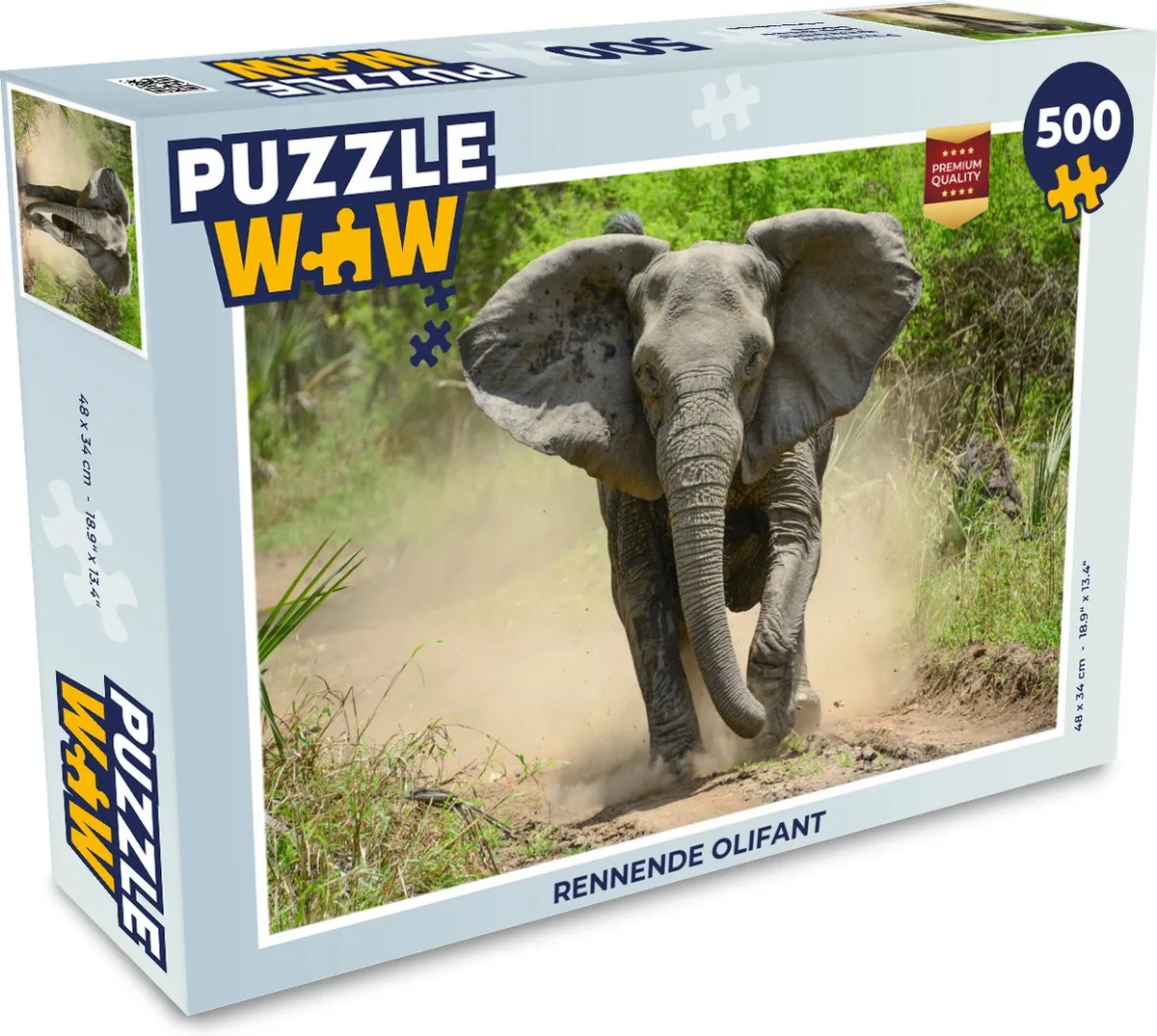 PuzzleWow Rennende Olifant Legpuzzel 500 Stuks - Multicolor