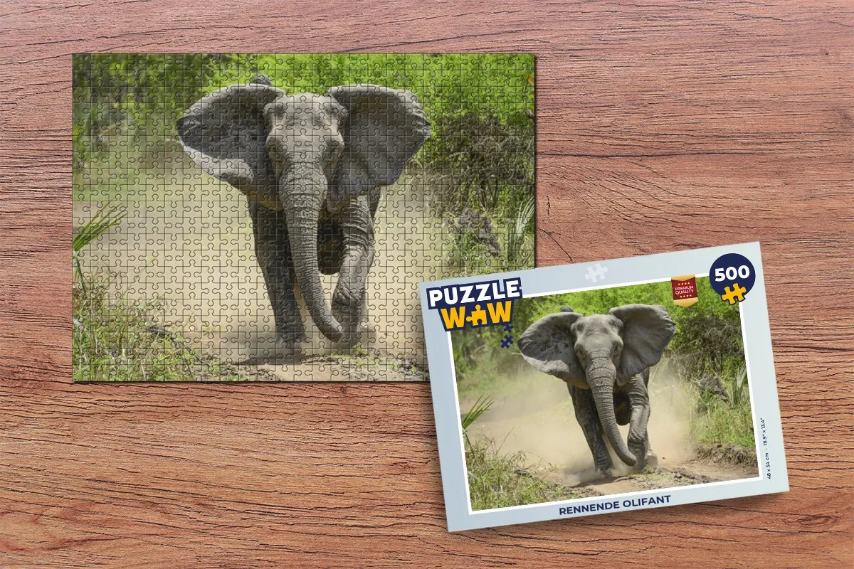 PuzzleWow Rennende Olifant Legpuzzel 500 Stuks - Multicolor