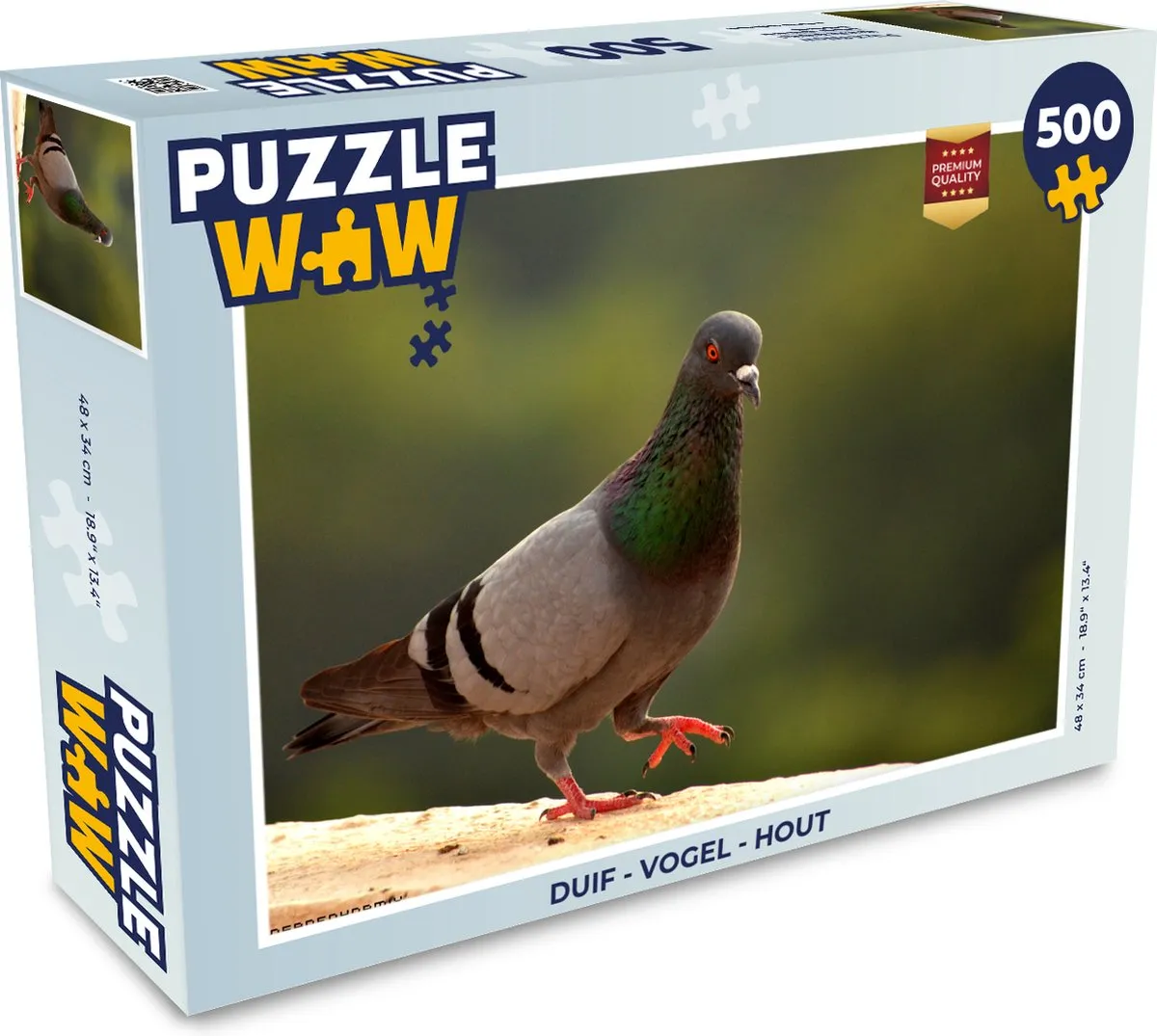 PuzzleWow Duif Vogel Legpuzzel 500 Stuks - Multicolor