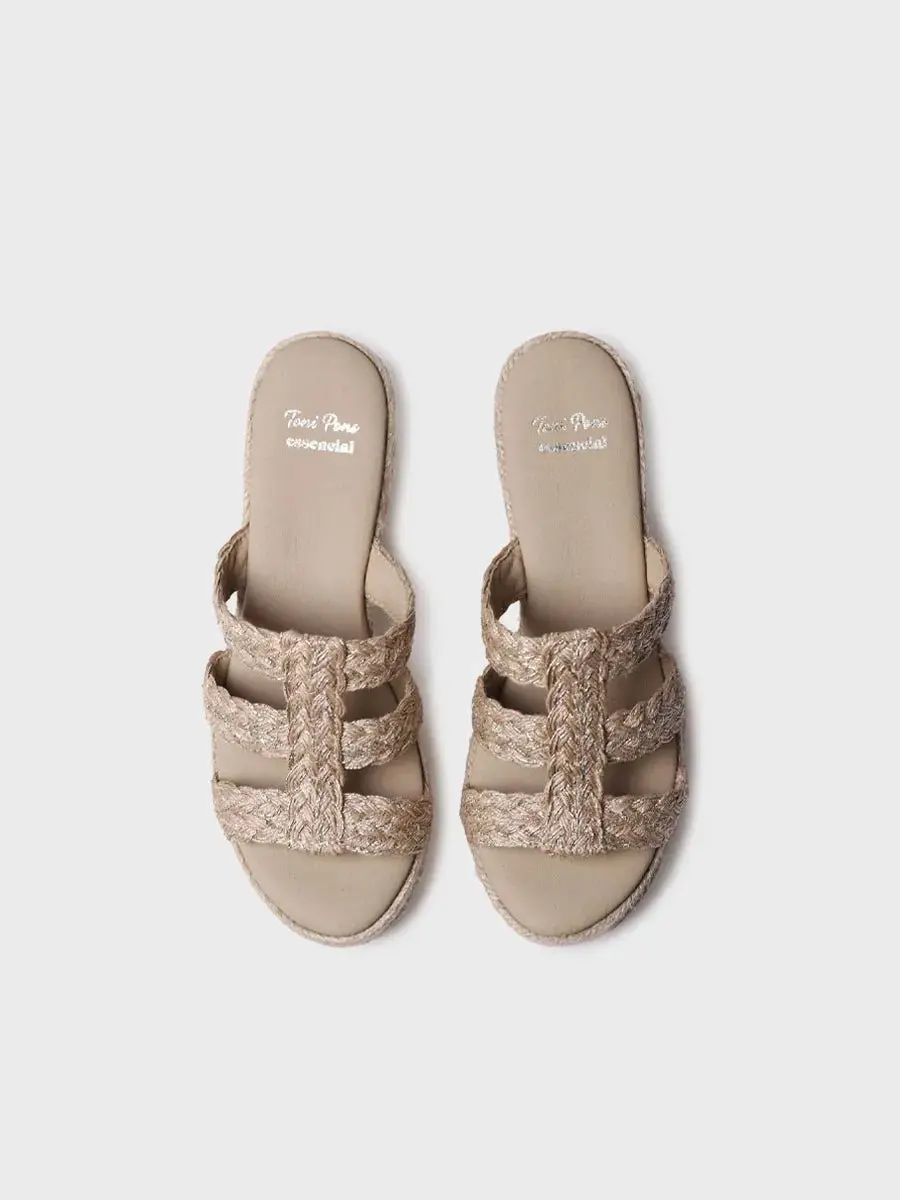 Dames espadrille zonder achterkant van gevlochten jute met sleehak