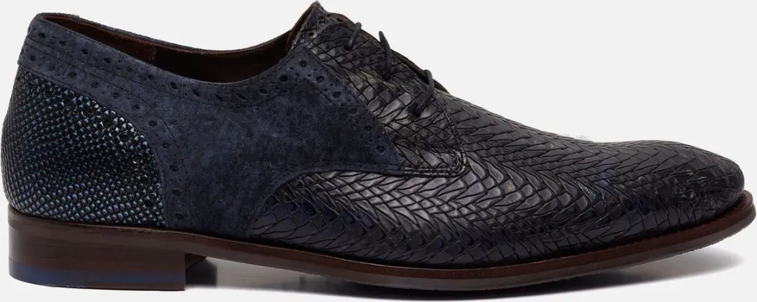 Floris van Bommel Veterschoenen blauw Leer