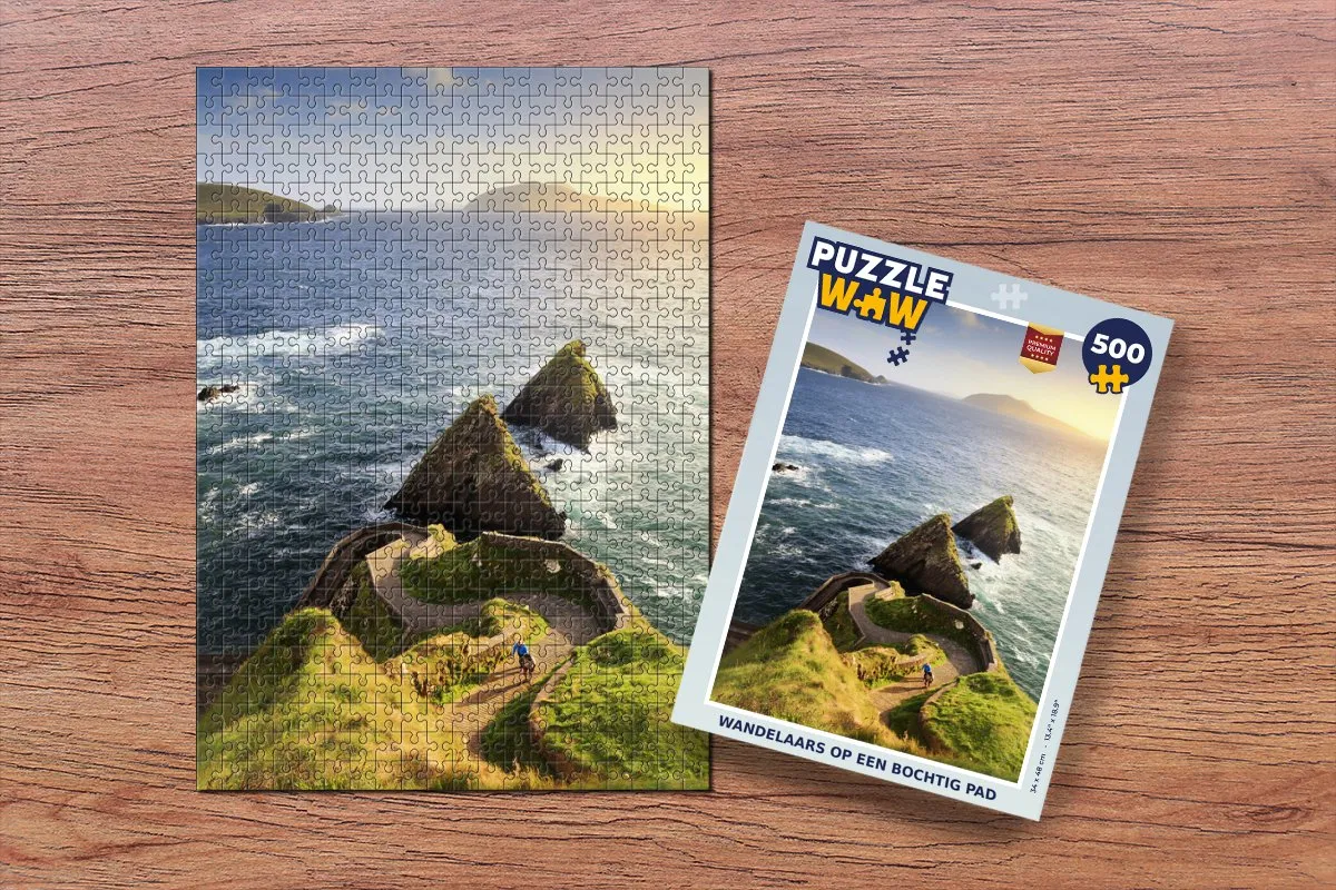 PuzzleWow Wandelaars op een bochtig pad Legpuzzel 500 Stuks - Multicolor