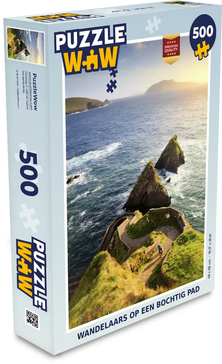 PuzzleWow Wandelaars op een bochtig pad Legpuzzel 500 Stuks - Multicolor