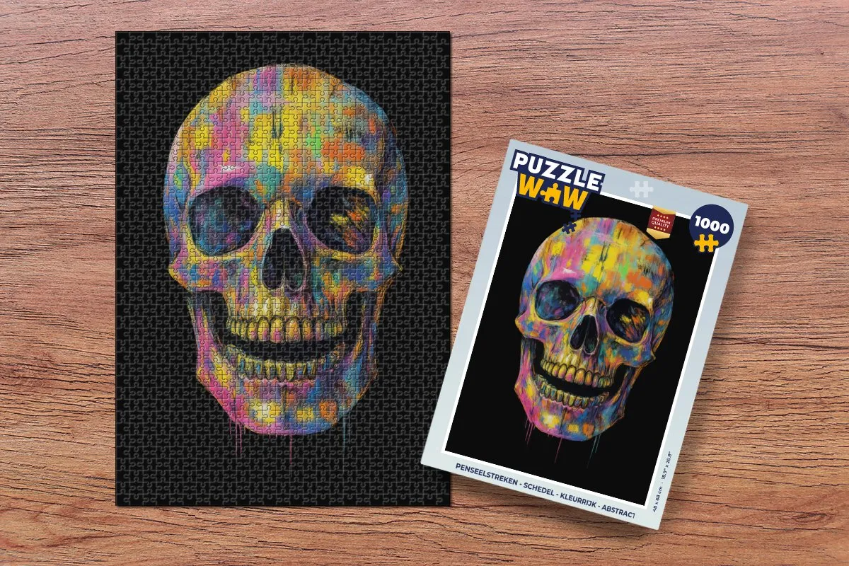 PuzzleWow Penseelstreken Schedel Legpuzzel 1000 Stuks - Abstract