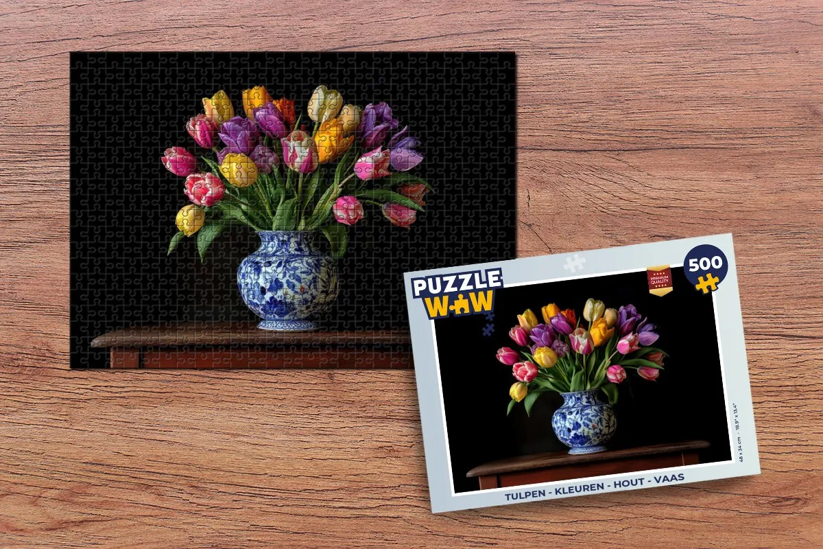PuzzleWow Tulpen Legpuzzel 500 Stuks - Houten Puzzel - Kleurrijk