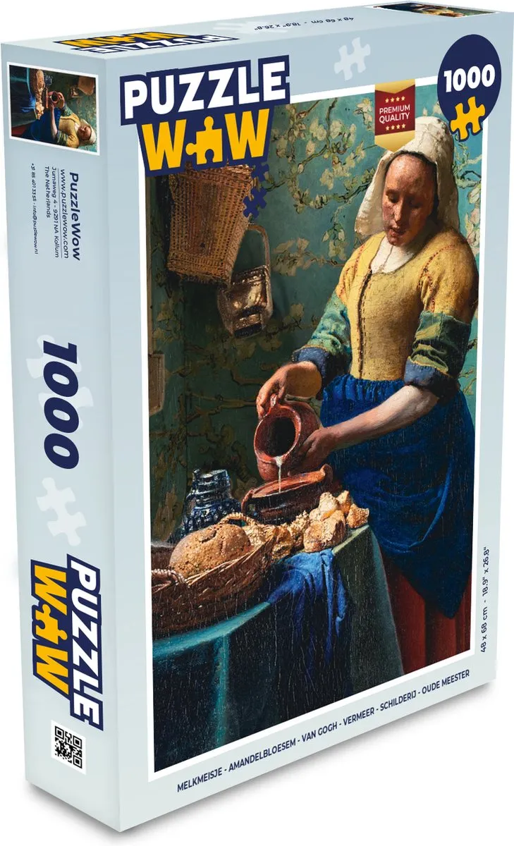 PuzzleWow Melkmeisje Van Gogh Vermeer Legpuzzel 1000 Stuks - Multicolor