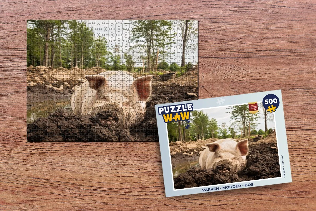 PuzzleWow Varken Modder Bos Legpuzzel 500 Stuks - Multicolor