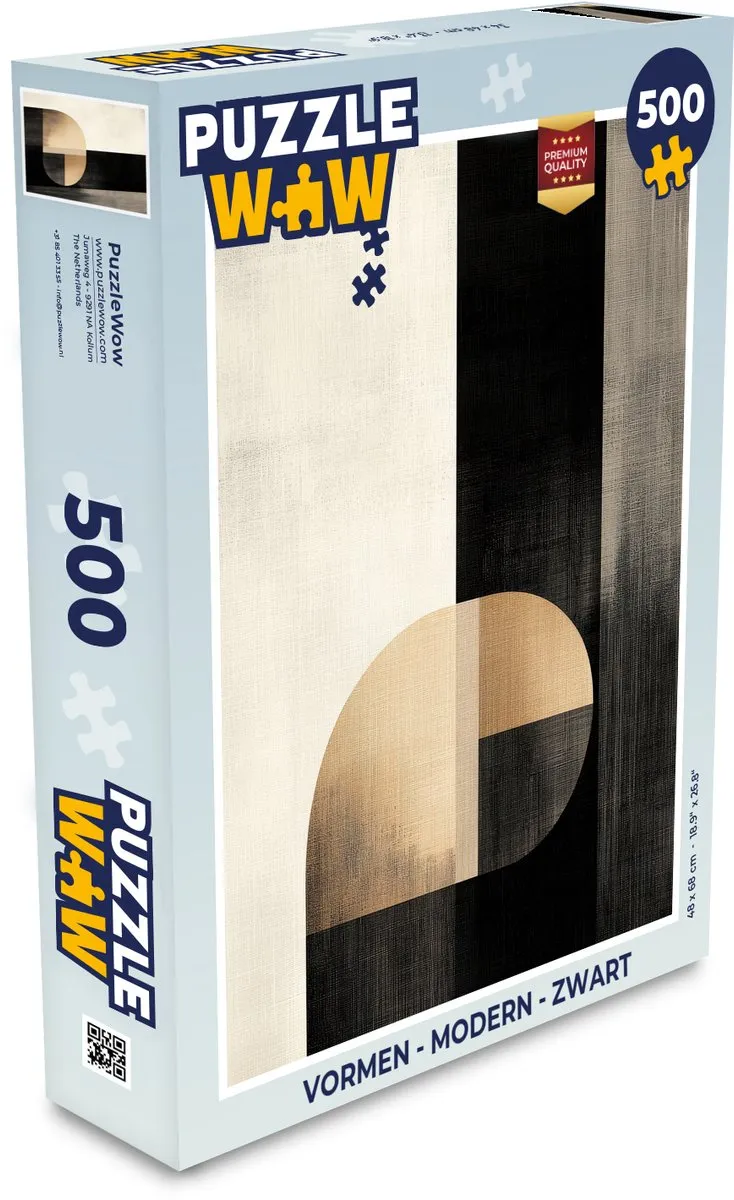 PuzzleWow Modern Vormen Puzzel 500 Stuks - Zwart/Goud