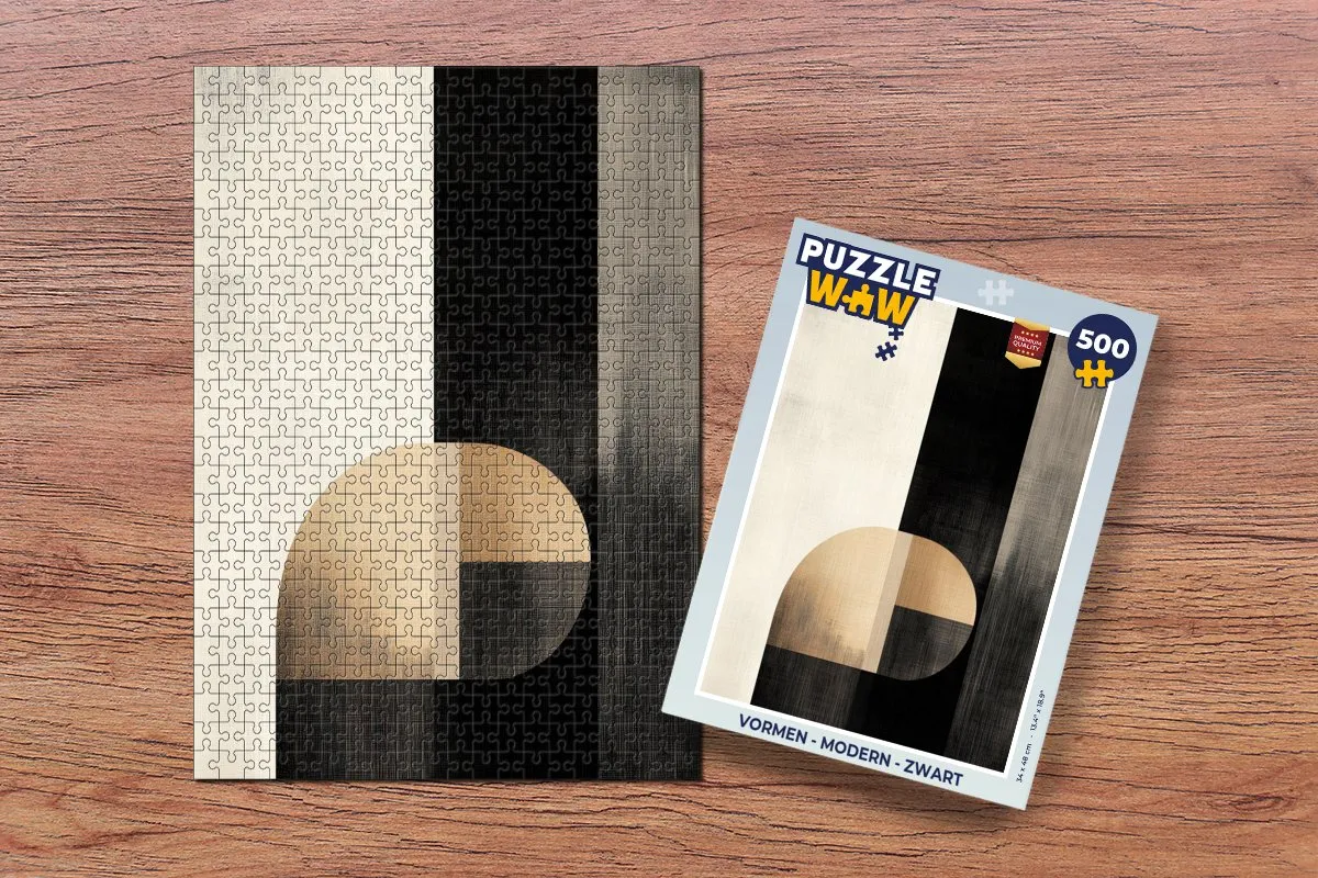 PuzzleWow Modern Vormen Puzzel 500 Stuks - Zwart/Goud